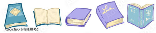 Hand Drawn Open Books and Journals Illustration for Education and Reading