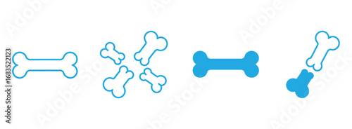 Set of bone vector icons. Dog bone. Puppy nutrition. Vector 10 Eps.