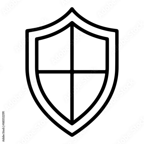 Simple outline shield icon symbol graphic vector illustration for security and protection concepts