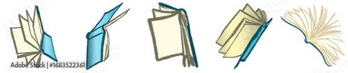 Hand Drawn Open Books and Journals Illustration for Education and Reading