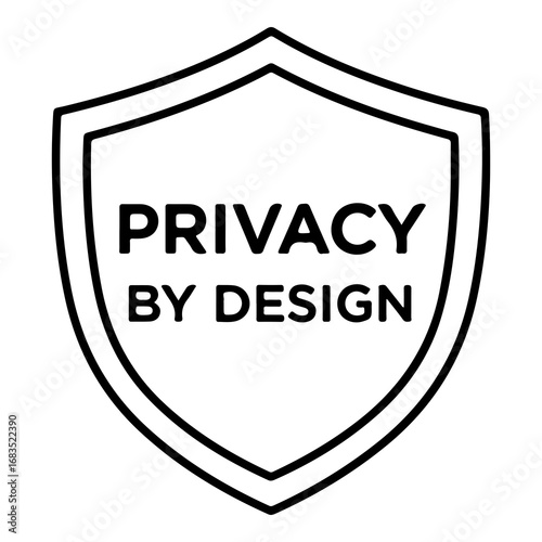 Shield icon with privacy by design text vector graphic for secure data protection and cybersecurity concepts
