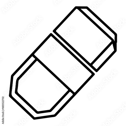 Simple line art vector illustration of a stylized eraser for school and office supplies