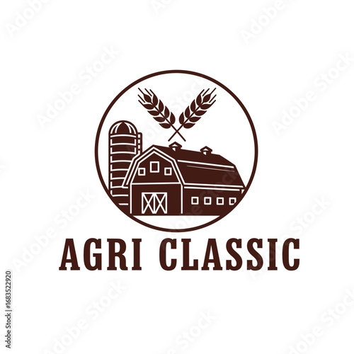 Agriculture classic green nature, logo design illustration