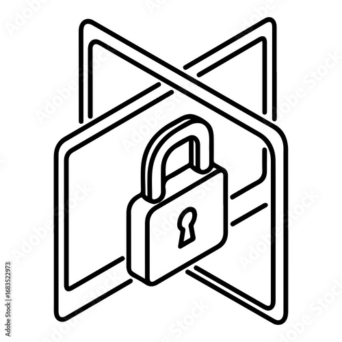 Secure data folder vector illustration with padlock icon represents confidentiality and protection