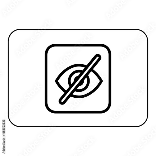 Vector graphic of an eye symbol with a diagonal line indicating no visibility or private mode