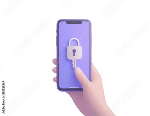 3d cartoon password verification. Password authentication concept. Login process. Aut