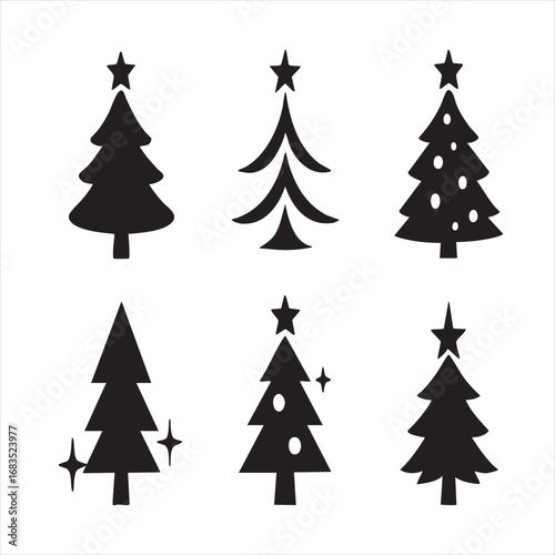 Black and White Christmas Tree Icons
