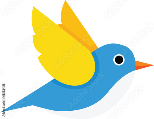 2D flat illustration of blue bird vector