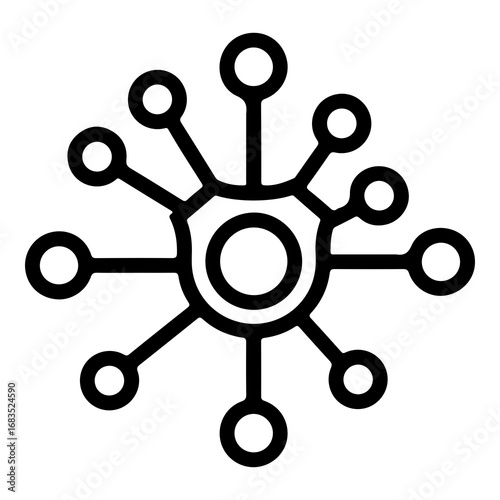 Abstract starburst network connection icon vector graphic for digital concepts