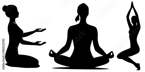 silhouette of yoga pose, 3 pose