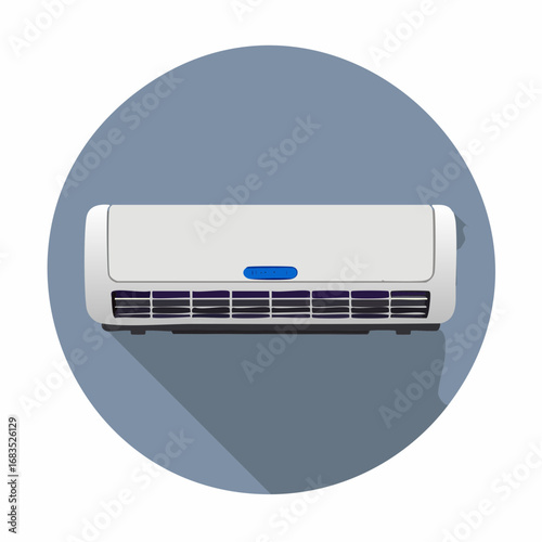 Simple vector icon illustration of a brand new air conditioner