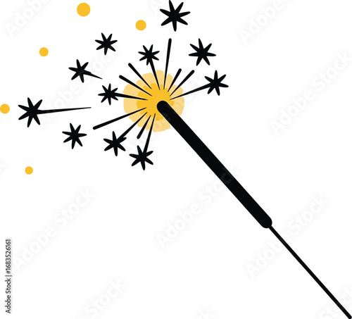 Festive sparkler emitting sparks on a white background for celebration designs