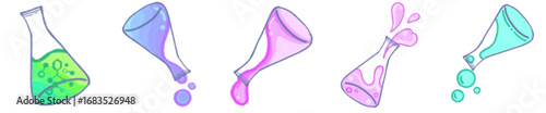 Hand Drawn Erlenmeyer Flask PNG for Scientific Experiment Design