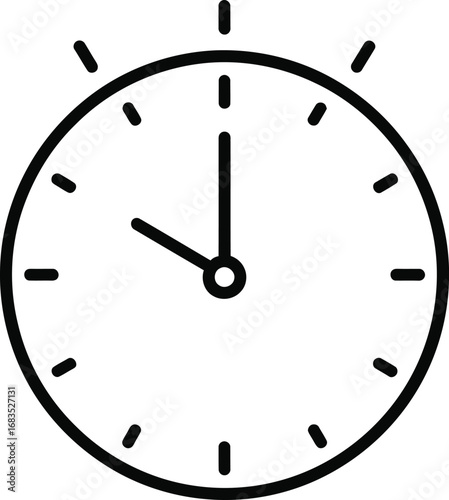 Minimalist clock icon showing ten o'clock on a white background for time concept