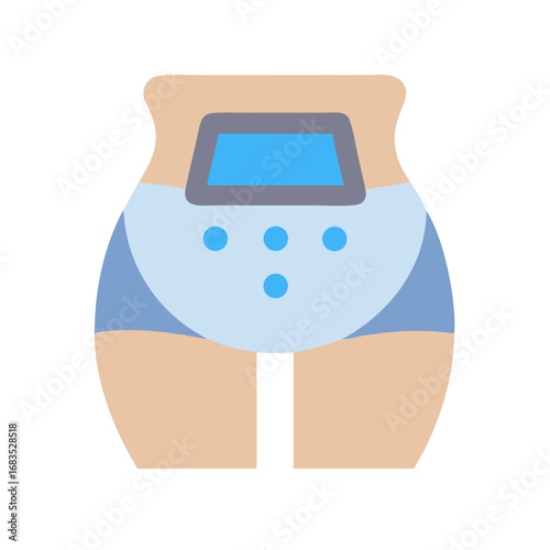 Abstract depiction of pelvic floor health device application on body