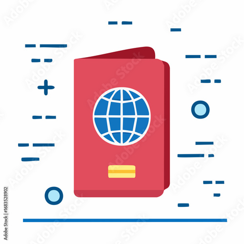 Passport icon, global travel document, international journey symbol.