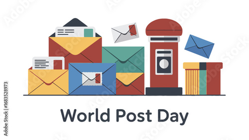 World Post Day Flat Vector Illustration 