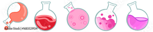 Colorful Round Bottom Flask with Science Experiment Liquid Illustration