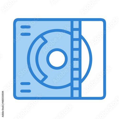 Blue CD Box Icon Graphic Illustration on Black Background