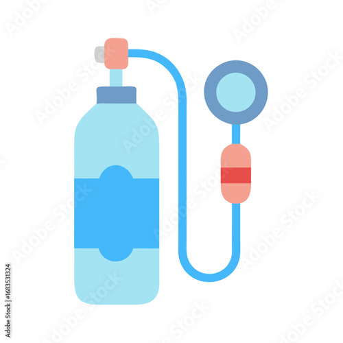 Oxygen Tank Icon Illustration on Black Background for Medical Use