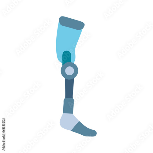 Modern flat illustration of a prosthetic leg on black