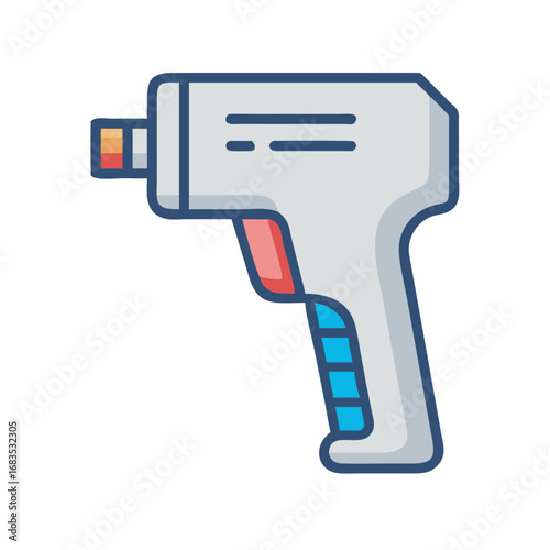 Isolated infrared thermometer gun, medical equipment, flat vector illustration
