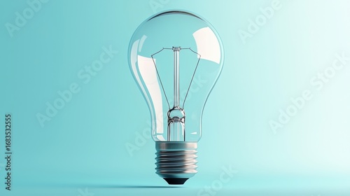Light bulb is lit up and is sitting on a blue background. The light bulb is the main focus of the image and it gives off a warm and inviting glow. The blue background adds a sense of calmness