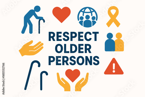International Day of Older Persons Flat Vector Illustration with Symbolic Elements