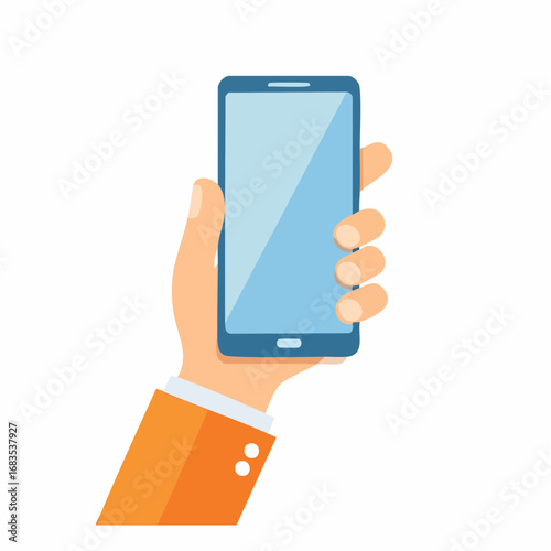 Simple vector icon illustration of a hand holding a smartphone