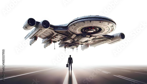 Man near the alien spaceship 