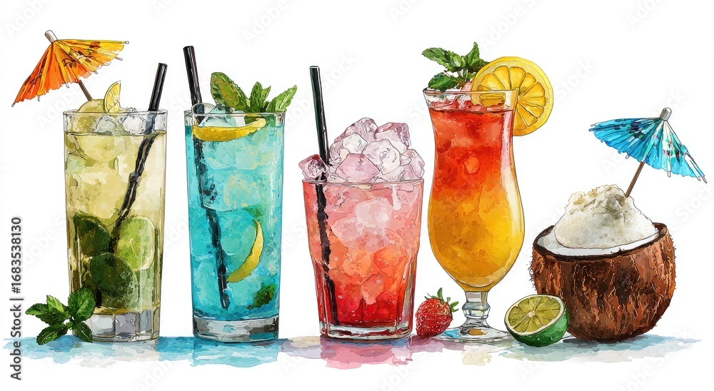 Fototapeta premium Colorful tropical cocktails