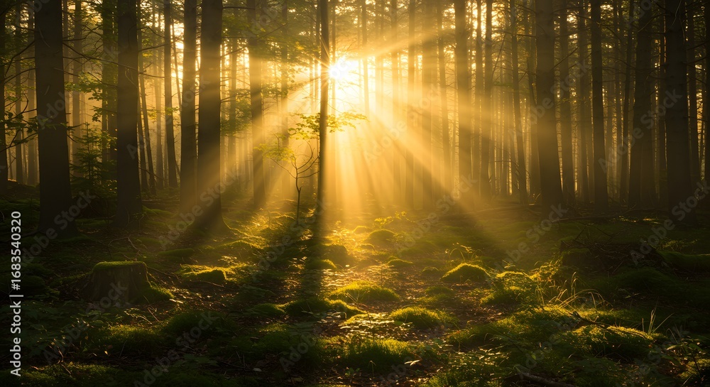 Naklejka premium Mystic Forest Sunbeams