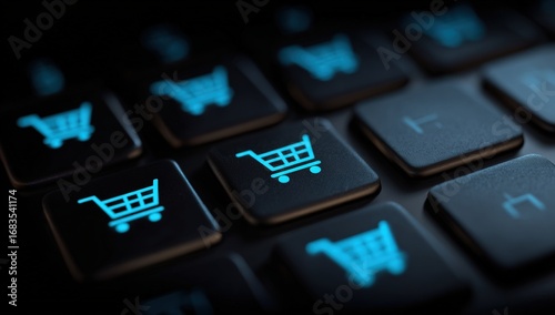 Shopping cart keys on computer keyboard