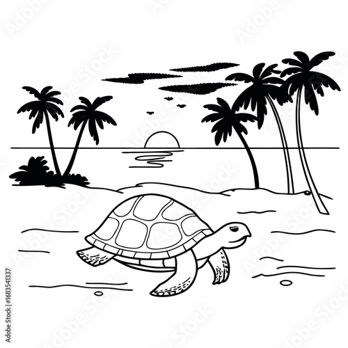 vector illustration of a tropical island