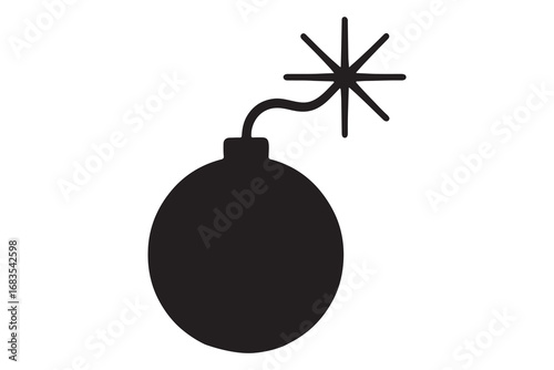 Bomb with burning fuse vector Ai Generated on white background