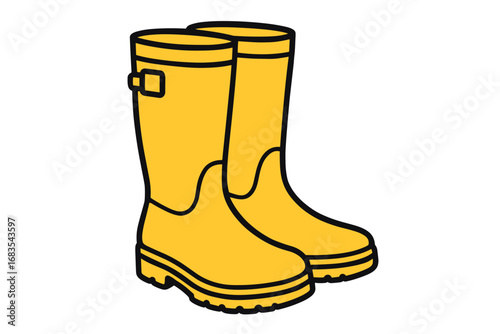 Vector Illustration of Yellow Rain Boots