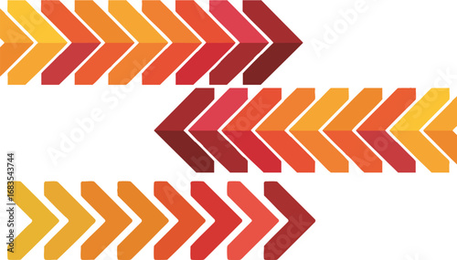 Dynamic chevron arrows in warm gradient colors symbolize progress and direction