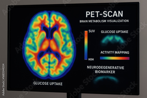 PET Scan Visualization of Brain Metabolism: Illustration of Neurological Imaging [Illustration]