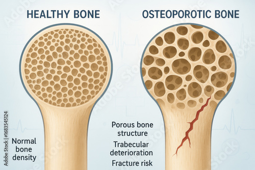 Healthy Bone vs Osteoporotic Bone - Illustration [Illustration]