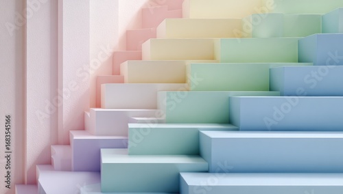 Abstract pastel-colored steps