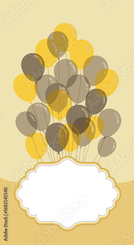 Celebrate your special occasion with these festive balloons and elegant invitation design