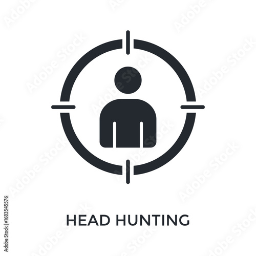 Head Hunting Icon Glyph Style. Vector Illustration For Graphic Design