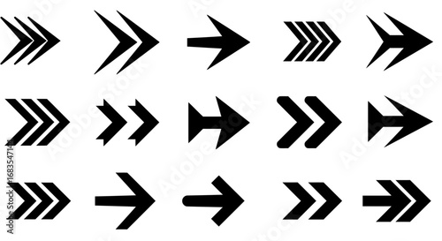 A collection of various black and white arrow icons pointing to the right.