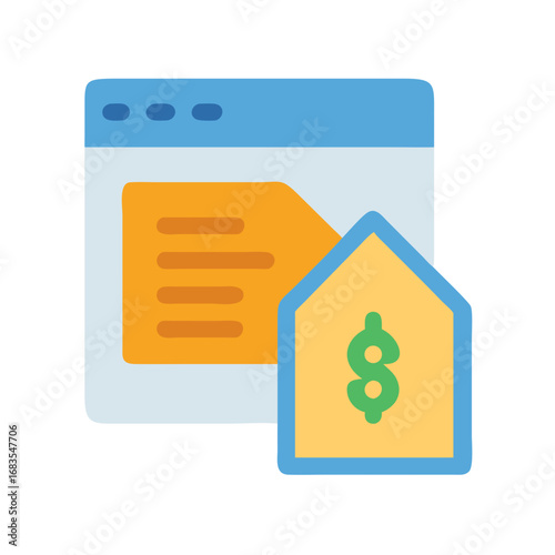 Online finance web page with monetary value graphic