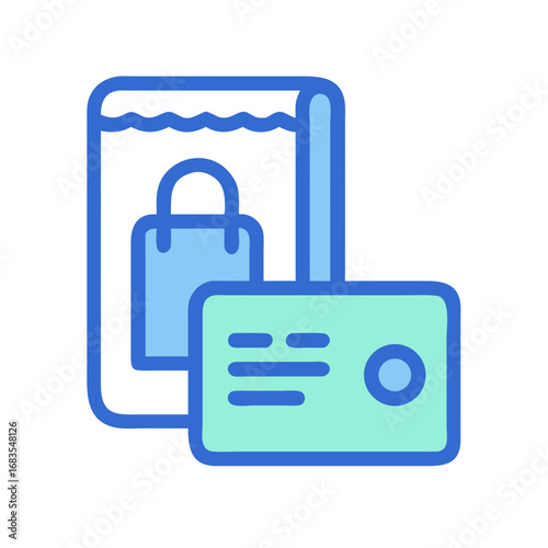 Loyalty program icon with shopping bag and card design