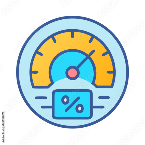 Illustration of a percentage gauge meter with light colors