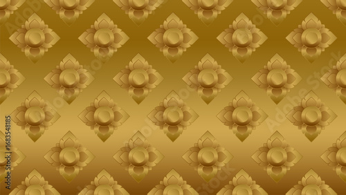 Golden Thai floral pattern background. Seamless traditional art for luxury wallpaper and vintage decoration.