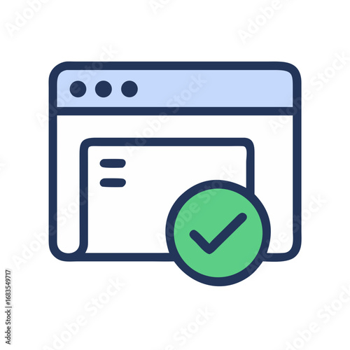 Web page with check mark graphic confirmation indicator