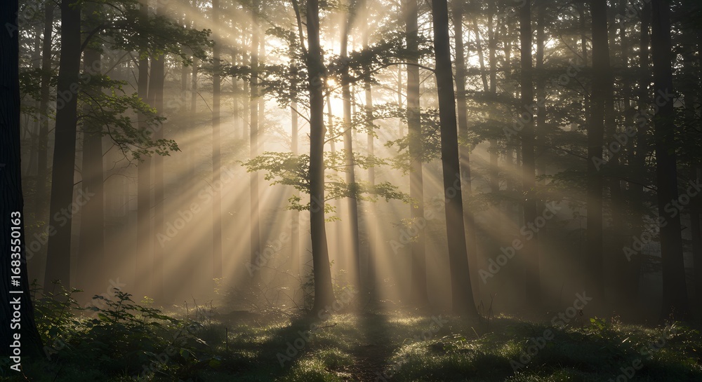 Fototapeta premium Sunlight Silhouette in Forest
