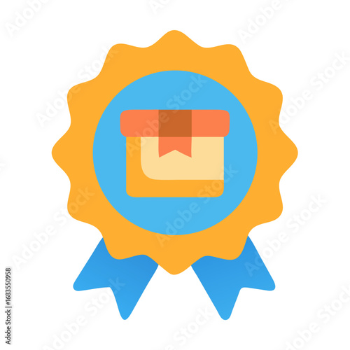 Parcel delivery achievement award medal or badge icon